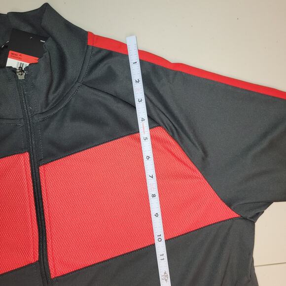 Nike Men Full Zip Sweatshirt Size Large Red Black Long Sleeve Workout Gym - Picture 9 of 10